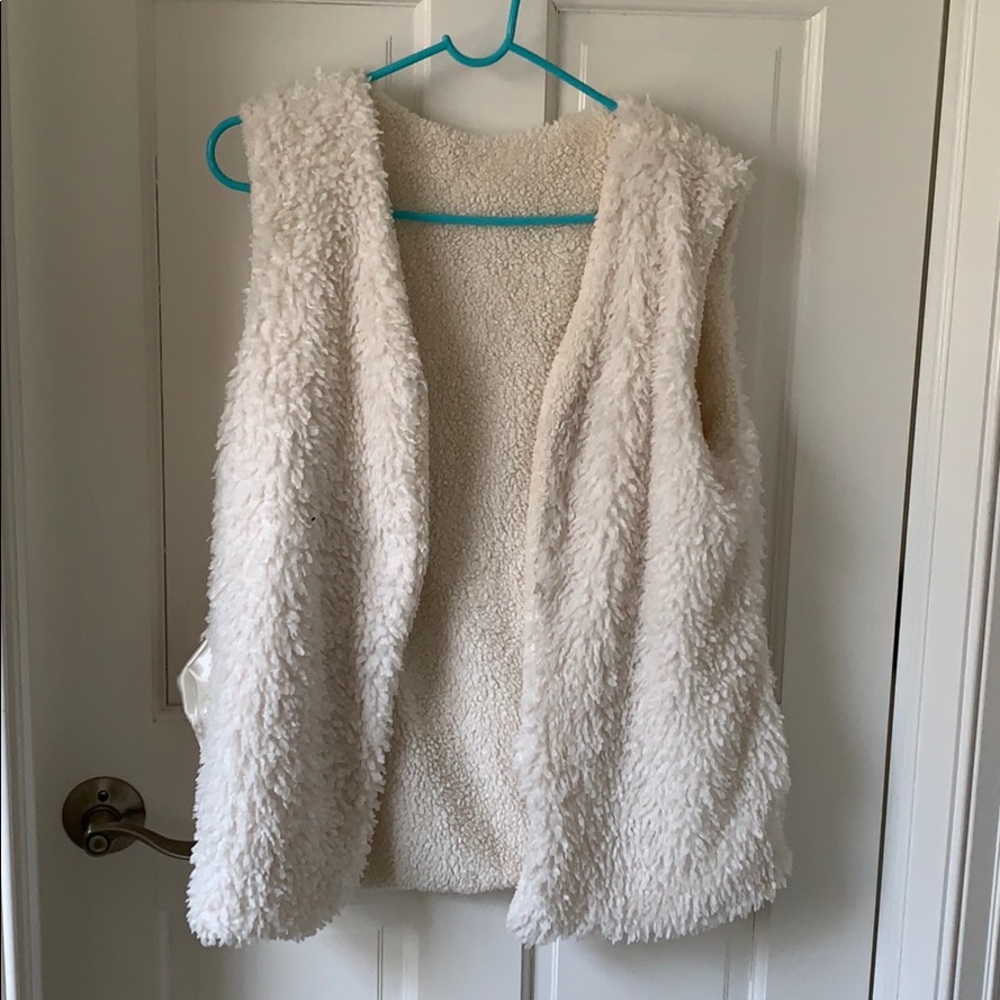 Off white fuzzy cozy vest